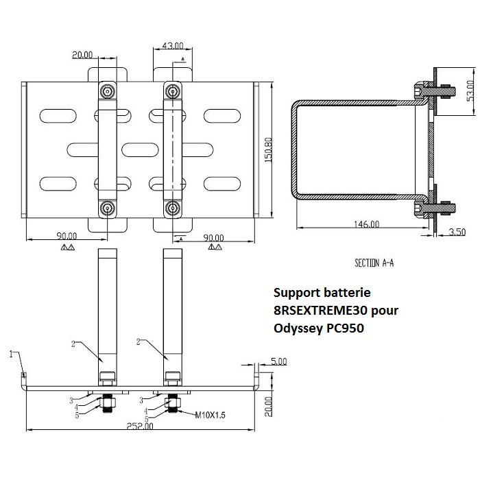 le magasin des pilotes : Support de batterie Pro FFSA REDSPEC  batterie ODYSSEY PC950 Extreme 30